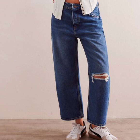 We The Free Deep Trance Dropped Boyfriend Barrel Jeans In Meditation - Picture 1 of 16